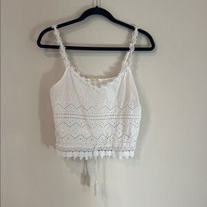 White Lace Cropped Tank Top